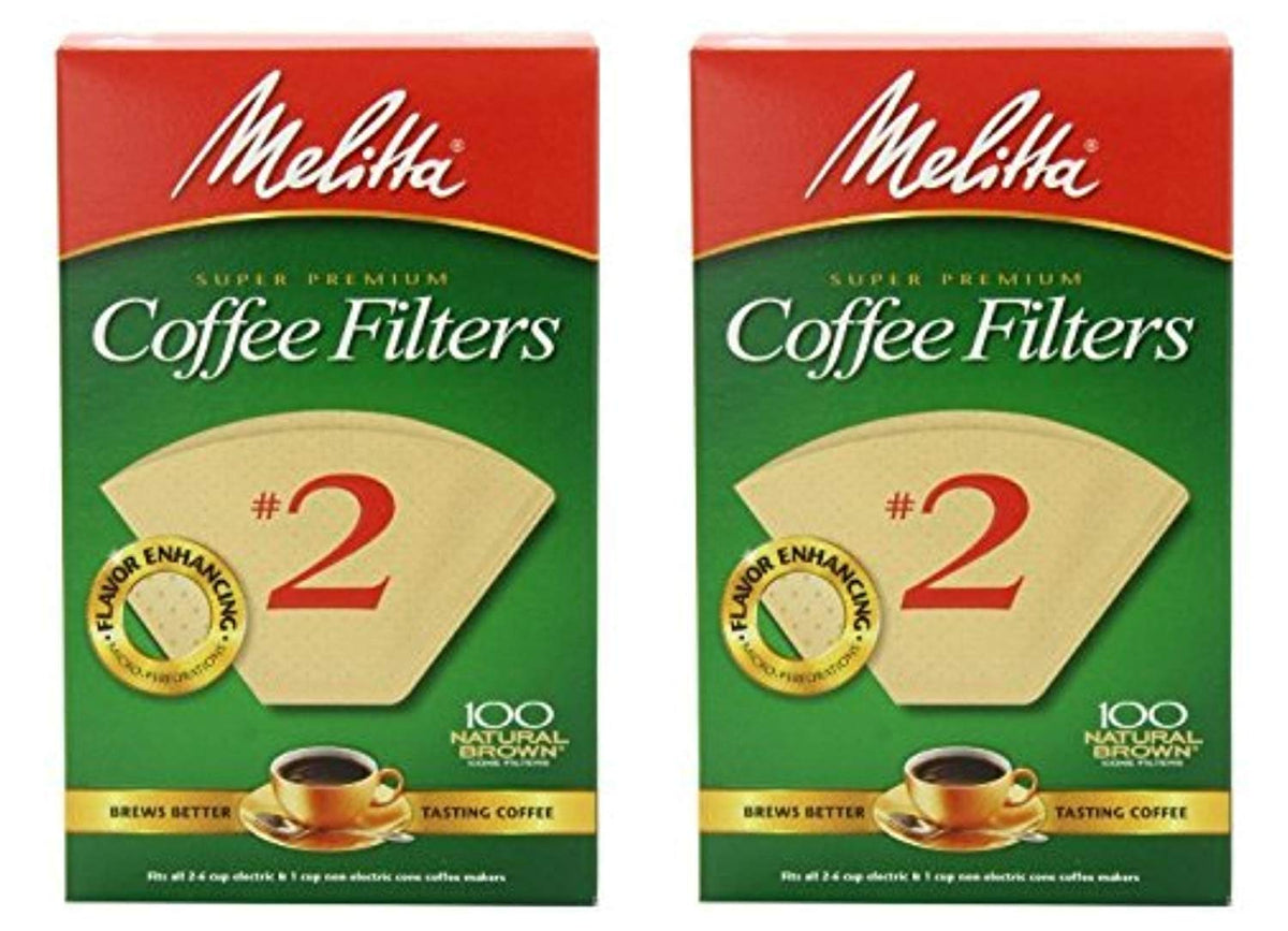 Cone Coffee Filter #2 - Natural Brown 100 Count (4 Pack) by Melitta – Model Melitta-ConeCoffeeFilter2-100ct-4pk