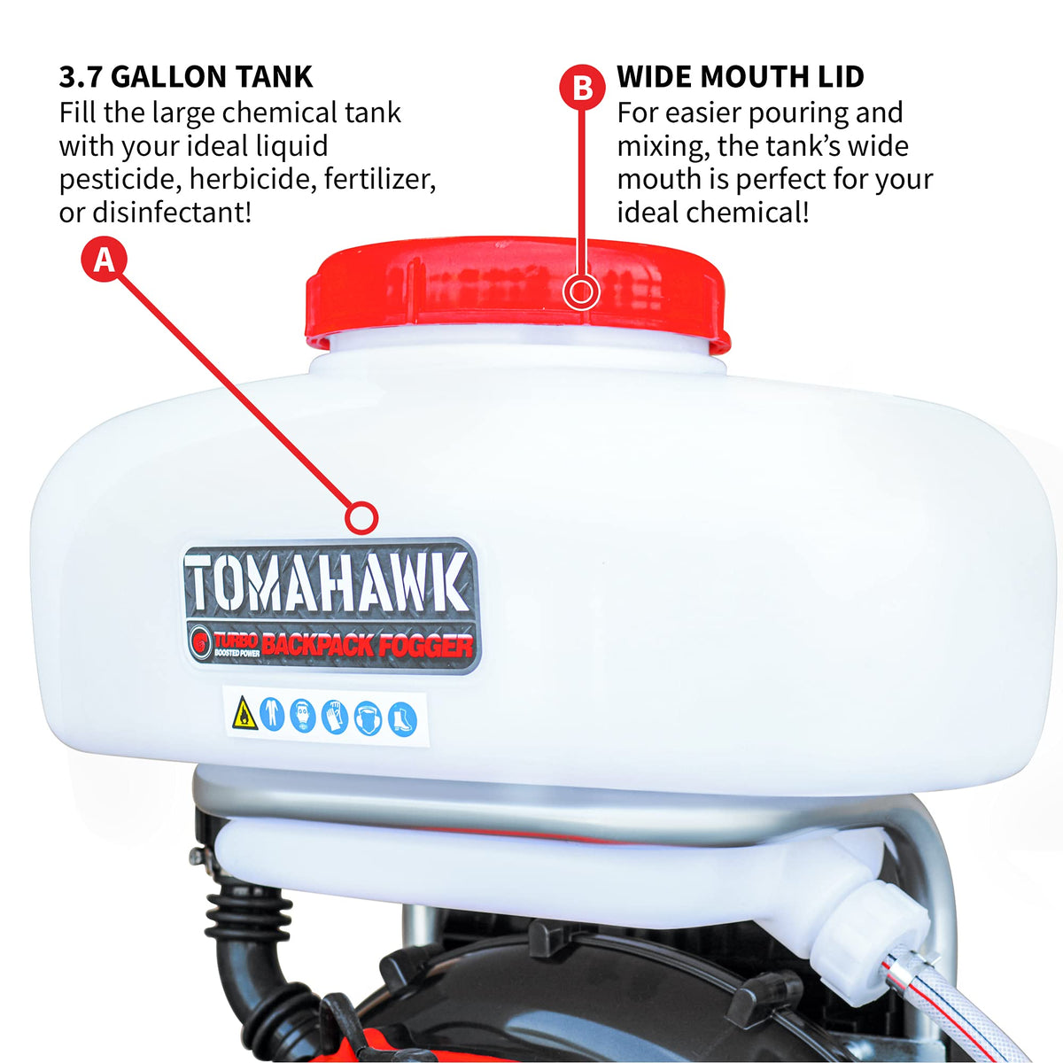 3HP Backpack Mosquito Fogger Leaf Blower 3.7 Gallon Tank Garden Sprayer (Turbo Fogger) by Tomahawk Power – Turbo Fogger (Standard), Red, Model TMD14
