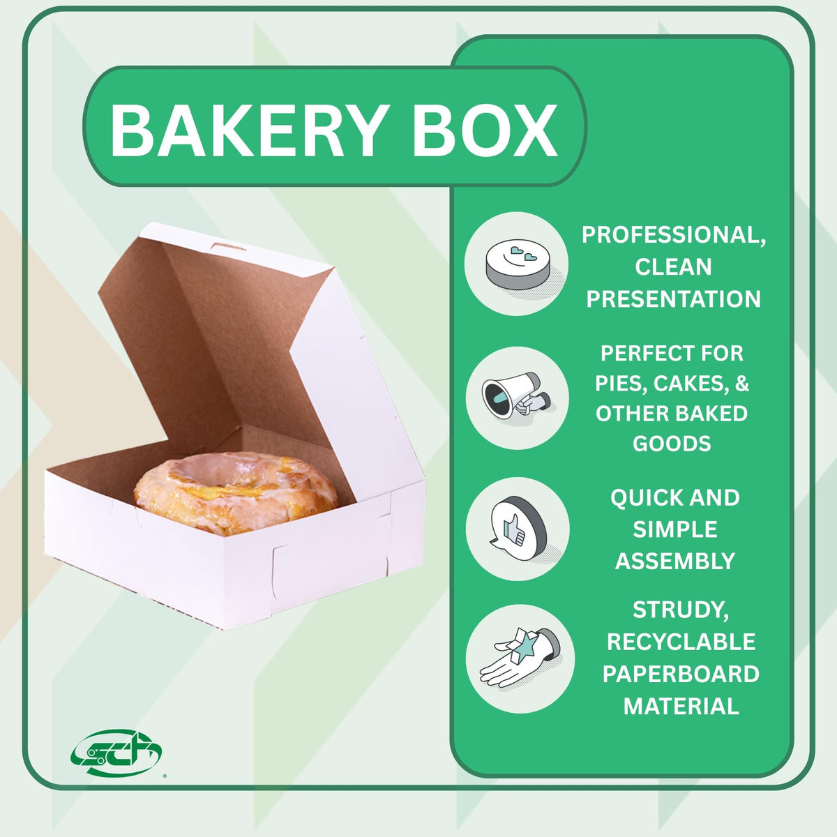 SOUTHERN CHAMPION TRAY 9" x 9" x 3" / White Non-Window / White Bakery Take Out Containers