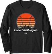Vintage Baseball Sunset Curtis Washington Prospect Baseball Long Sleeve T-Shirt