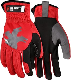 MCR Safety 952XL HyperFit Mechanics Work Gloves, Synthetic Leather Palm Reflective Logo on Super