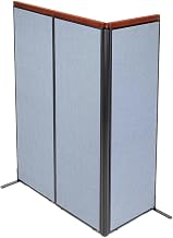 Global Industrial 24-1/4"W x 73-1/2"H Deluxe Freestanding 3-Panel Corner Room Divider, Blue