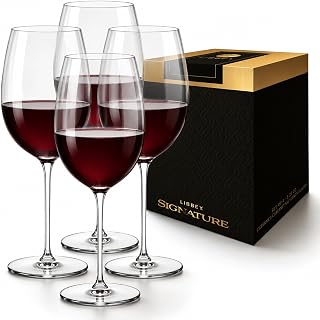 Libbey Signature Kentfield Wine Glasses Set of 4, 20 oz Lead-Free Stemmed Cups for Red, White and Rosé Wine, Dishwasher Safe- Comes with a Gift Box