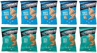 Popcorners Popped Corn Chips 2 Flavor 10 Individual Bag Variety Bundle - 5 Each: White Cheddar and Salt of the Earth, 1 Ounce ea