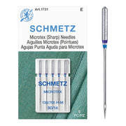 Microtex Sharp Sewing Machine Needles - Quilting & Topstitching Supplies by SCHMETZ – 1 Card (5 Needles), Polyester, Pack of 5, Model 1731