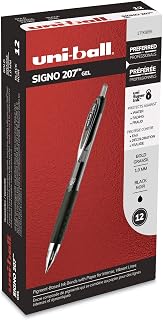 Uni-Ball 207 Retractable Gel Pens Bold Point, 1mm, Black, (Pack of 24)