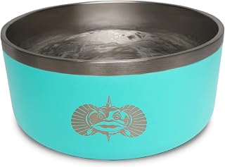 Toadfish Non-Tipping Dog Bowl - Double-Walled Stainless Steel Insulated - Smart-Grip Technology - Includes Cover - Pet Food & Water Dish - Teal