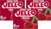Jell-O Cherry Gelatin Dessert Mix, Family Size, 6 oz Box (Pack of 3)