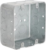 RACO 680 2-Device, 2-1/8-Inch Deep, 1/2-Inch Side Knockouts 4-Inch Square Switch Box, Drawn