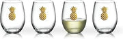 Luminarc 4 Piece Aloha 17 oz Perfection with Gold Pineapple, Clear