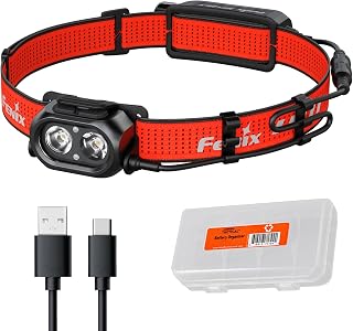 Fenix HP12R-T 1300 Lumen Rechargeable Running Headlamp – Split Power Design, White/Neutral White/Red Light Modes with Lumentac Organizer (Red)