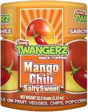 Twangerz Flavored Salt Snack Topping - Lime, Lemon Lime, Chili Lime, Mango Chili & Dill Pickle (Mango Chili, 4 Pack)