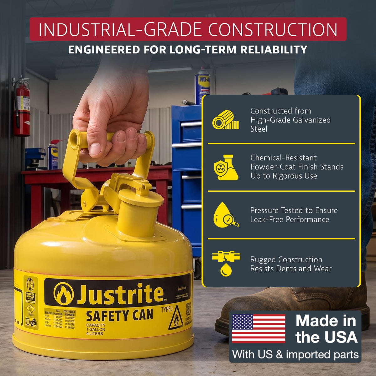 Justrite Yellow / 1 Gallon / Type I Cans