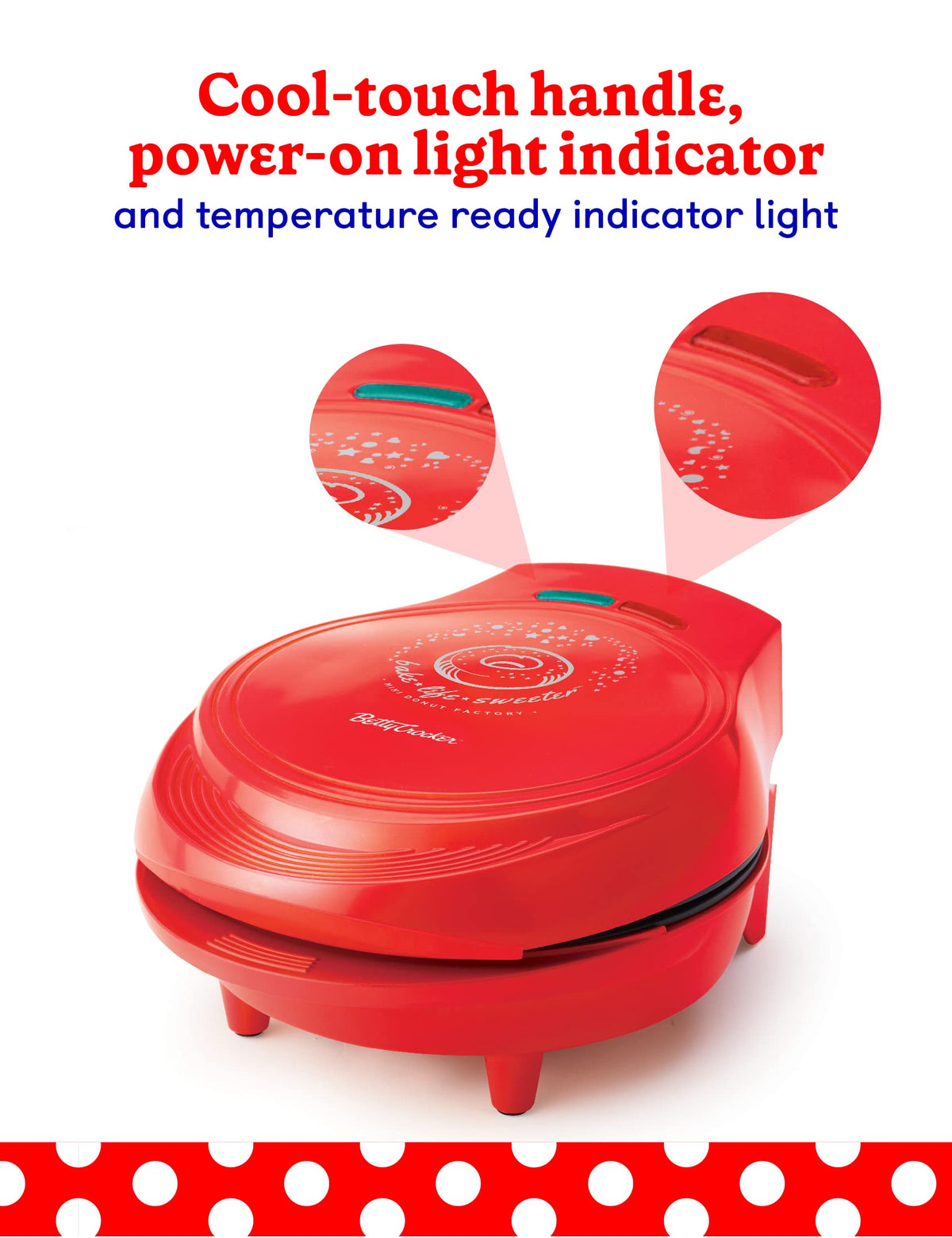 Mini Donut Maker by Betty Crocker – Mini, Plastic, Red, Model BC-2938CO