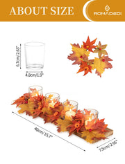 Romadedi Wooden Tray Centerpiece, 15.7 Inch Fall Decor, Brown