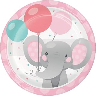 Creative Converting Enchanting Elephants Girl Dessert Plates, 8 ct