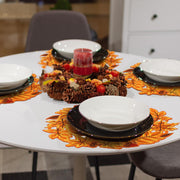 Yingzhao Maple Leaf Placemats, 14 x 14 Inches, Set of 6, Orange