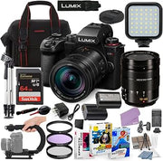 Panasonic LUMIX G9 II Mirrorless Camera with 12-60mm f/2.8-4 Lens Bundle + Accessory Package with 64GB Memory, LED Light, U-Grip, Case, Extra Battery, Software & More (34 Items)