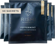 Rishi Tea Peppermint Organic Herbal Sachet Tea Bags, Caffeine Free, 50ct