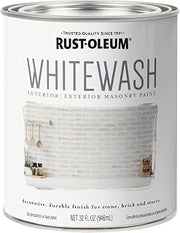 Rust-Oleum Whitewash Interior and Exterior Masonry Paint | For Brick, Stone, Stucco, Wood and More | Self-Priming and Self-Sealing | Customizable Coverage | Low Odor and Low VOC | Quart