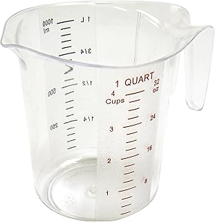 Winco FBA_ Measuring Cup, Polycarbonate, 1-Quart, Clear | Graduated measurements, Stackable design, For liquid and dry ingredients, baking and commercial food prep