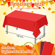 Frienda Plastic Tablecloths, 54 x 108 Inches, Orange Yellow Red Brown