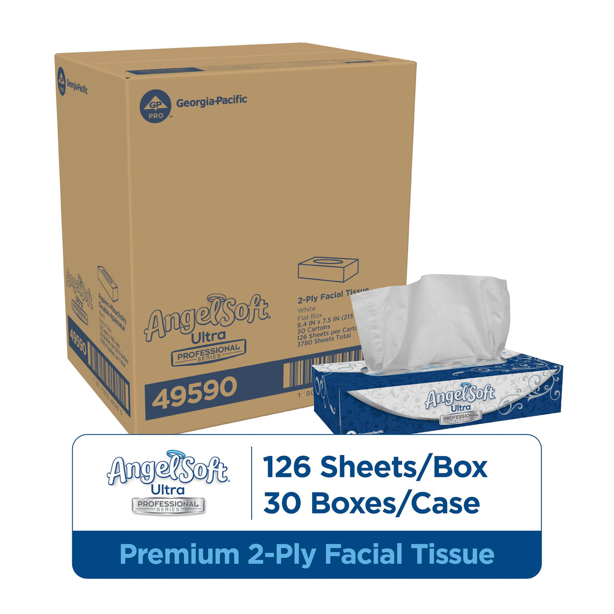 Angel Soft Ultra Professional Series Premium 2-Ply Facial Tissue () by Georgia-Pacific – 1 Count (Pack of 30), Paper, White, Pack of 30, Model 49590