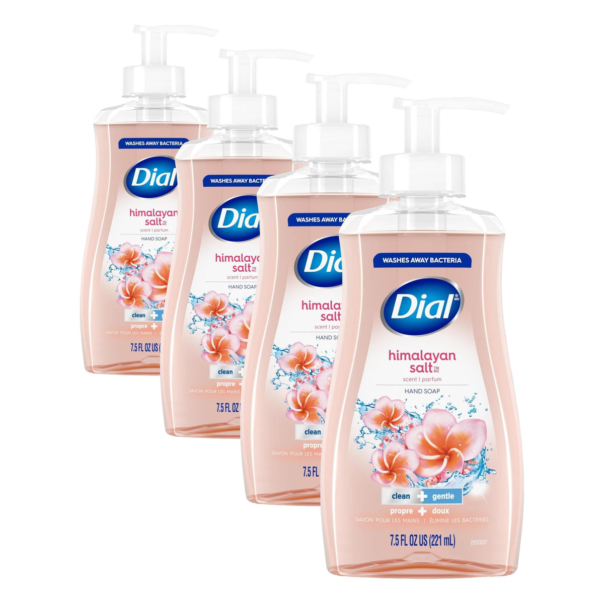 Liquid Hand Soap by Dial – 7.5 Fl Oz (Pack of 4), Rosa, Pack of 4, Model 907279