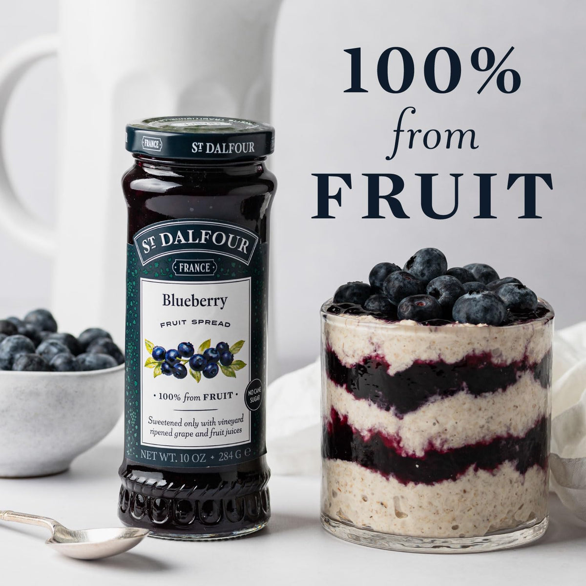 Blueberry Fruit Spread - 10oz - 100% from Fruit by ST. DALFOUR – 10 Ounce (Pack of 6), Pack of 6, Model 95724