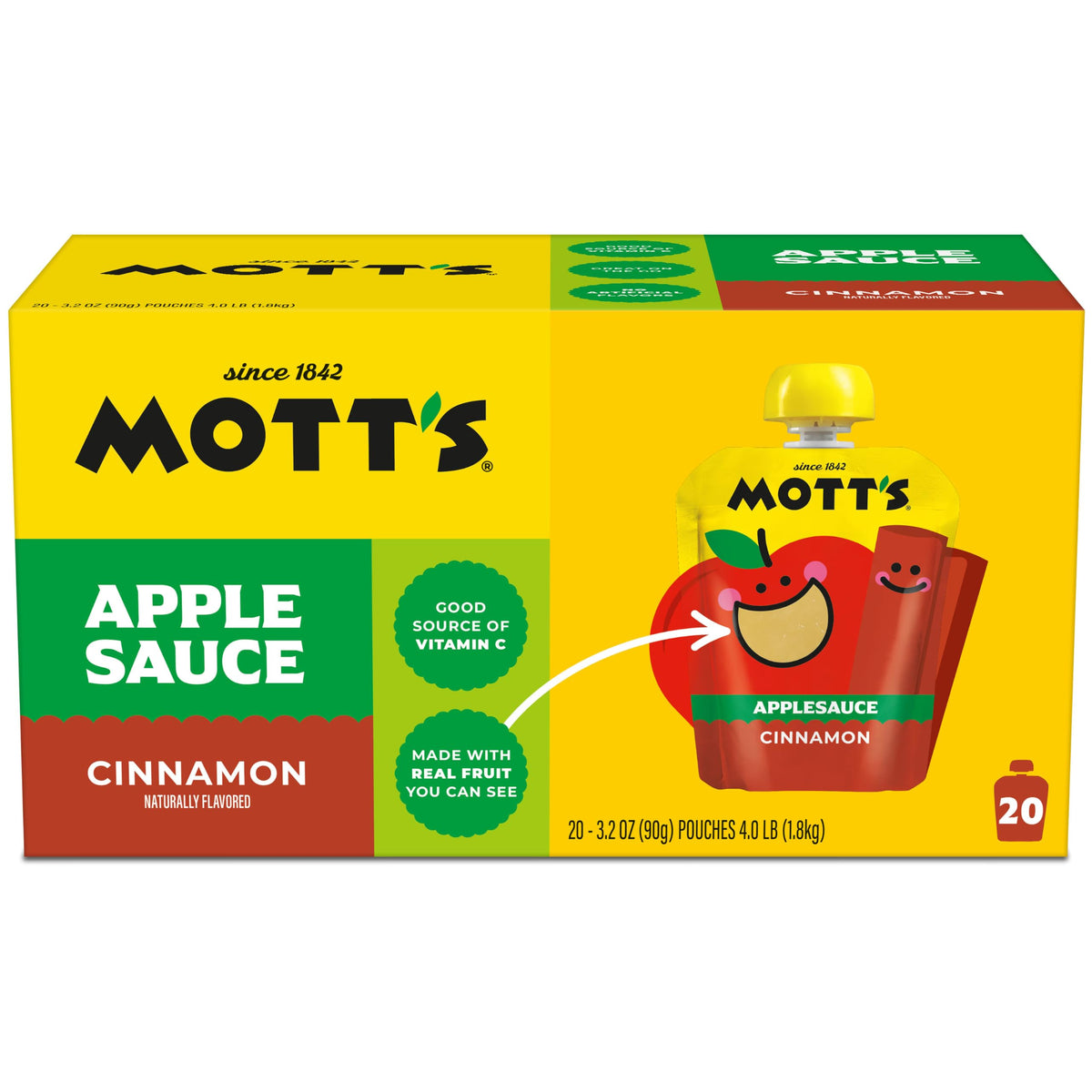 Cinnamon Applesauce by Mott's – 20 Count, Pack of 20