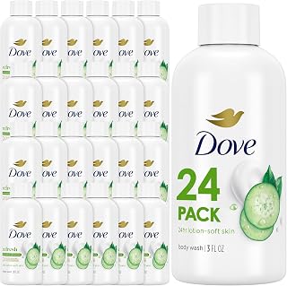 Dove Travel Body Wash, Refresh 24-Pack, Cucumber & Green Tea, Moisturizing for Lotion-Soft Skin, 3 Oz Ea