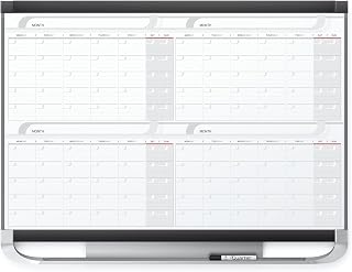 Dry Erase Calendar Board by Quartet – 48"W x 36"H, Cotton, Black, Model 4MCP23P2