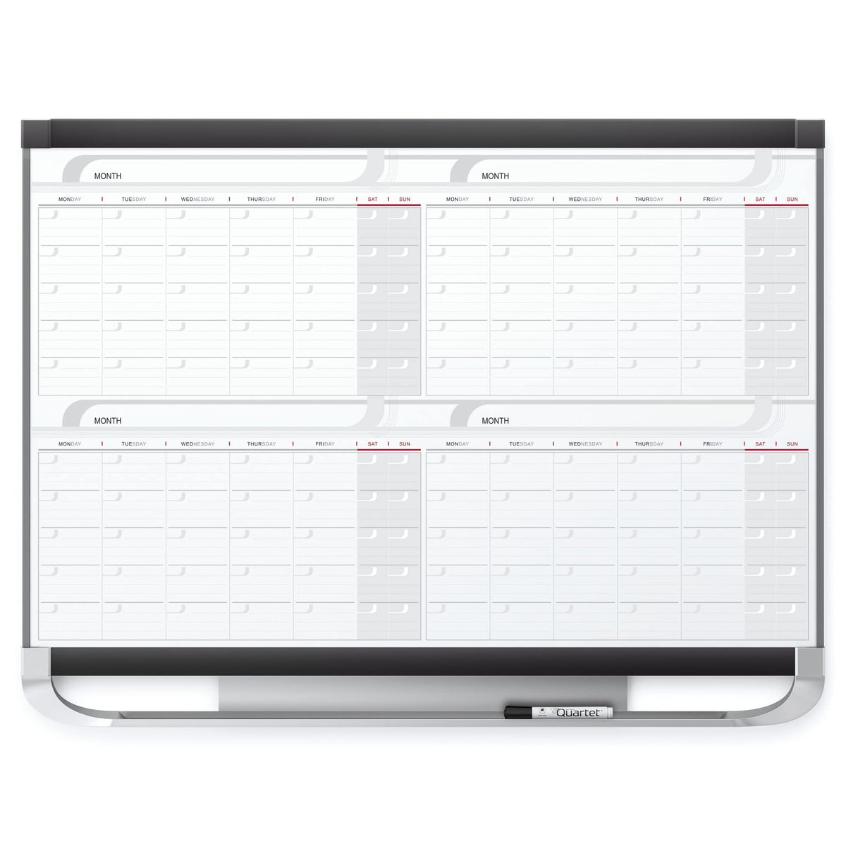Dry Erase Calendar Board by Quartet – 48"W x 36"H, Cotton, Black, Model 4MCP23P2