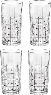 Bormioli Rocco Bartender Este 10.25 oz. Long Drink Drinking Glasses for Cold Drinks, Juices, and Cocktails, Clear, Set of 4