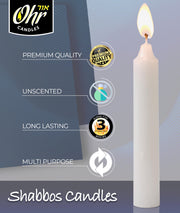 Ohr Candles Shabbat Tapers, 3 Hour Burn, White, 144 Count