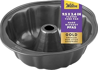 Wilton Gold Non-Stick Fluted Tube Cake Pan, Made Without PFAS, 9.49 in