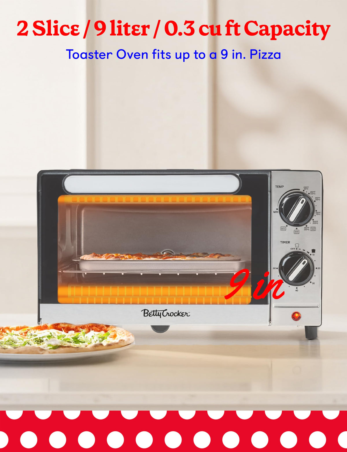 Betty Crocker Black/Silver / 2-Slice / 0.3 cubic_feet Toaster Ovens