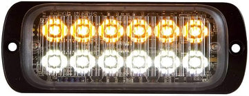 Buyers Products 8892602 Thin Dual Row 4.5 in LED Strobe Light, Amber/Clear Surface Mount, 25 Flash Patterns, Ultra‑Slim .35 Profile, IPX8 Waterproof, 12–24V for Work Trucks & Trailers