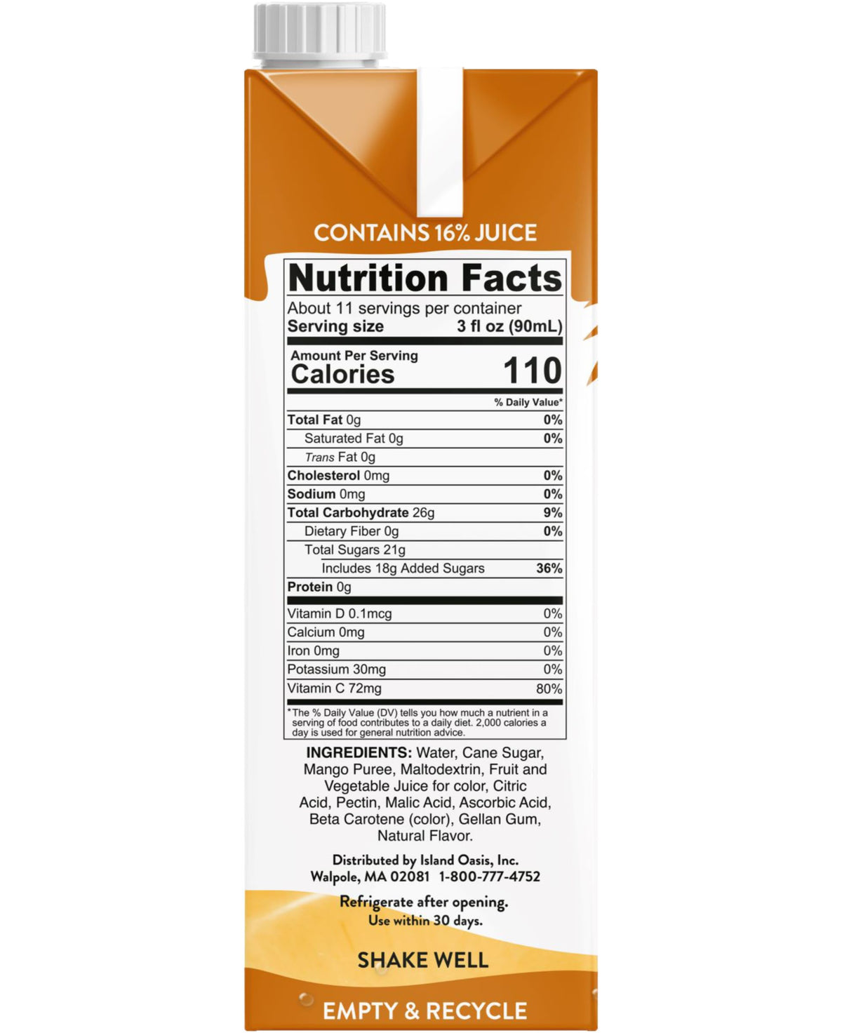 Mango Beverage Mix by ISLAND OASIS – 33.8 Fl Oz (Pack of 1), Mango