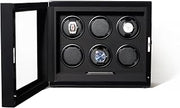 Paragon 6 Macassar Automatic Watch Winder for Automatic Watches, 6 Slot Macassar Wood with RGB LED Light