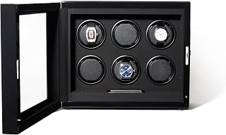 Paragon 6 Macassar Automatic Watch Winder for Automatic Watches, 6 Slot Macassar Wood with RGB LED Light