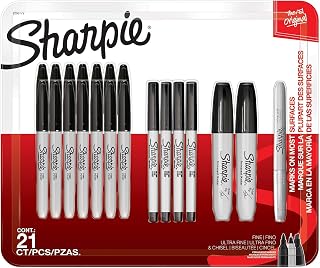 Sharpie Permanent Markers, Assorted Tips, Black, 21/Pack (2206179)