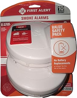 First Alert 10 Year Photoelectric Smoke Detector 2 Pack, No Battery Replacements