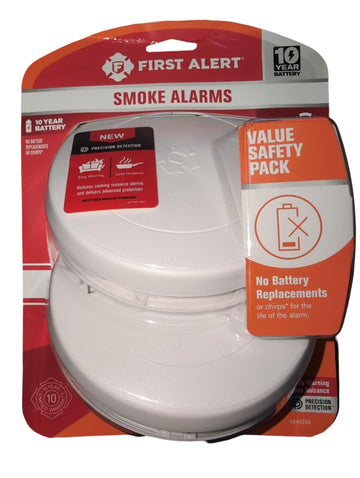 10 Year Photoelectric Smoke Detector 2 Pack by First Alert – Plastic, White, Model 1046736