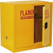 Lee Yellow Steel Safety Cabinet for Flammable Liquids by Sandusky – 35" Height x 35" Width x 22" Depth, 22.0 gallons, Alloy Steel, Yellow, Model SC22F