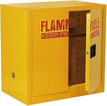 Lee Yellow Steel Safety Cabinet for Flammable Liquids by Sandusky – 35" Height x 35" Width x 22" Depth, 22.0 gallons, Alloy Steel, Yellow, Model SC22F
