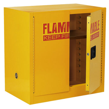 Lee Yellow Steel Safety Cabinet for Flammable Liquids by Sandusky – 35" Height x 35" Width x 22" Depth, 22.0 gallons, Alloy Steel, Yellow, Model SC22F