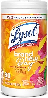 Lysol Disinfecting Wipes, Multi-Surface Cleaner, Mango, 80 ct.