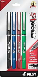 PILOT Precise V5 Capped Rollerball Pens, Assorted Colors, Pack of 4