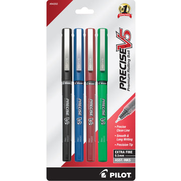 Precise V5 Rollerball Pens by PILOT – 4 Count (Pack of 1), Plastic, Assorted Colors, Model 94202